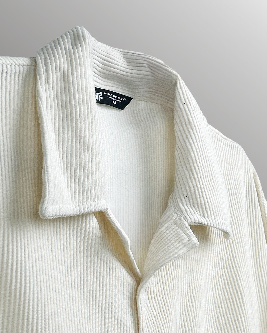 WildFlex Premium Cream Textured Ribbed Cotton Shirt