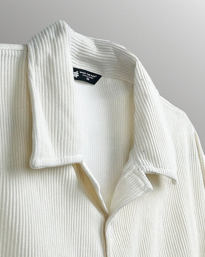 WildFlex Premium Cream Textured Ribbed Cotton Shirt