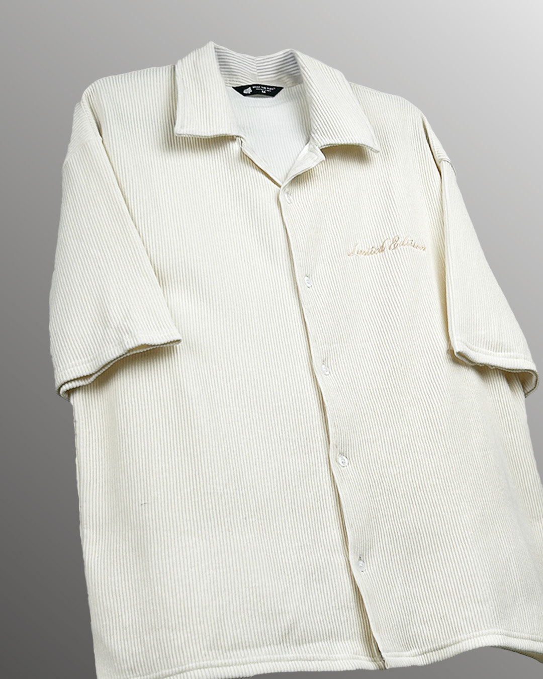 WildFlex Premium Cream Textured Ribbed Cotton Shirt
