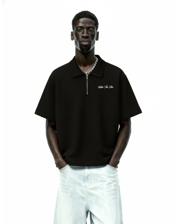 WildFlex Ash Black Premium Cotton Zip Polo