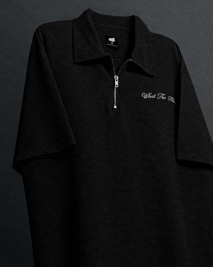 WildFlex Ash Black Premium Cotton Zip Polo