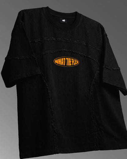 WildFlex Premium Offset Black Denim Oversized Cotton T-Shirt for Men