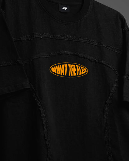 WildFlex Premium Offset Black Denim Oversized Cotton T-Shirt for Men